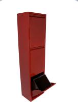 Papelera de reciclaje vertical de 3 cubos apertura individual rojo - details 1