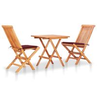 vidaXL Set de bistró 3 pzas con cojines madera maciza teca en color Antracita/Estampado cuadros rojos/Verde brillante y más | acolchados duraderos para sofás de jardín terraza exterior - details 4