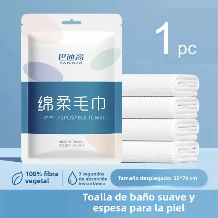 Toalla De Baño Compresionada De Algodón Puro Absorbente Y Suave Para Viajes Toalla Facial Desechable Tamaño Grande Y Portátil Amigable Con La Piel - 1