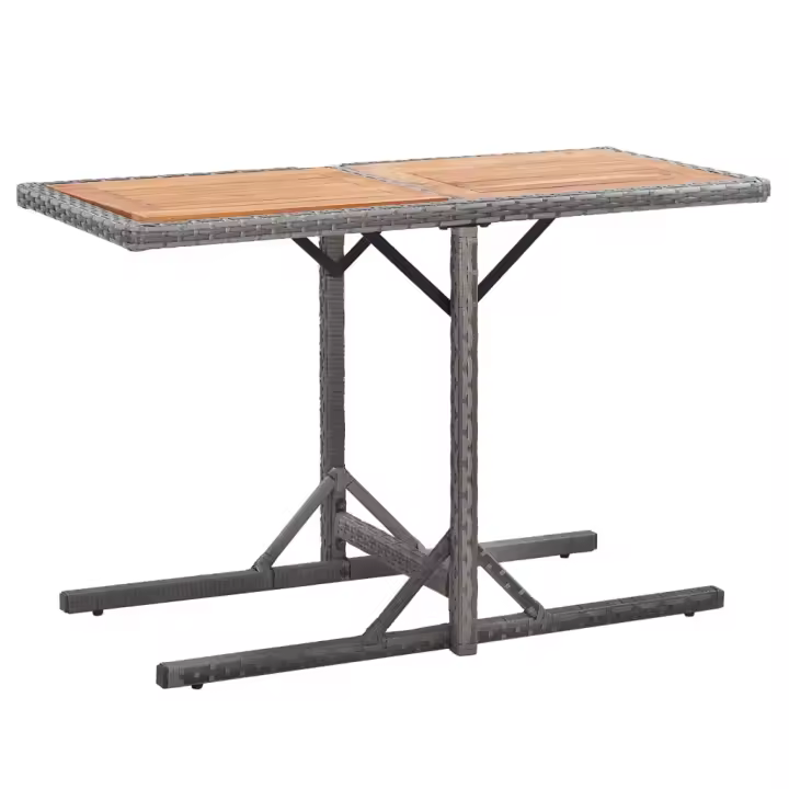 Mesa de Jardín sintético y Madera Acacia gris antracita - 1