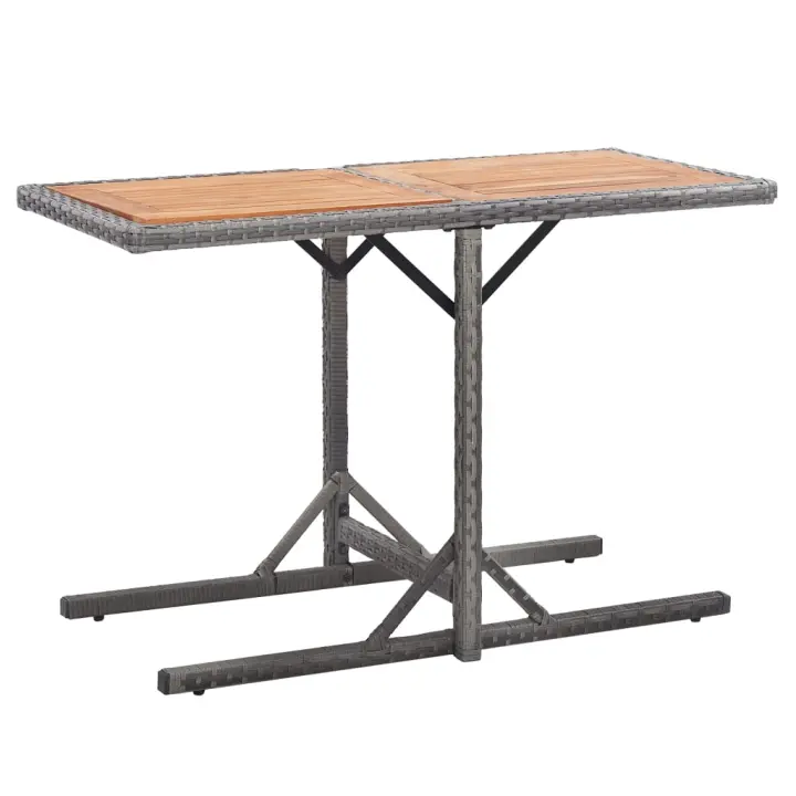 Mesa de Jardín sintético y Madera Acacia gris antracita - 1