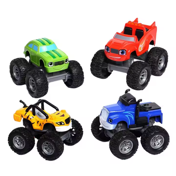 Blaze and the Monster Machines Racers 4 Pack, conjunto de vehículos de empuje de metal fundido a presión para niños en edad preescolar de 3 años en adelante - 1