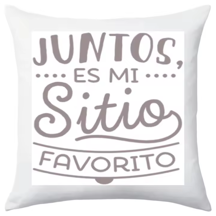 TEOVEL COJÍN + RELLENO CON FRASE: “JUNTOS ES MI SITIO FAVORITO” ESPECIAL SAN VALENTÍN. MENSAJE DE AMOR. 40 x 40 CM - 1