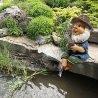 Estatua De Pecador Gnome Para Jardín Figura De Enano Mágica Decoración Para Valla Patio Jardín Pared Material RESIN - details 2