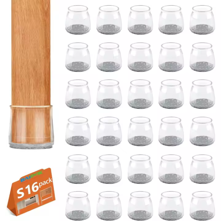16 protectores de patas de silla, tapas de silicona BAIPOK para suelos de madera, almohadillas protectoras para patas de muebles - 1