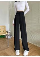 Pantalones Anchos De Pierna Para Mujer Cintura Alta Elegante Minimalista Primavera Verano Con Botones Y Bolsillos Talla Suelta - details 3