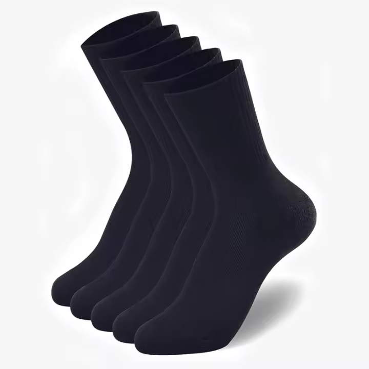 5 Pares De Calcetines De Algodón Para Hombre En Blanco Y Negro Media Cintura Transpirables Y Suaves Calzados Casuales - 1
