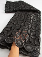 Tela De Encaje Africano Guipure Con Lentejuelas Soluble En Agua Para Mujer Vestidos De Boda Y Fiesta TY3607 100% Poliéster 120CM - details 7