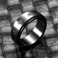 Anillo De Acero Inoxidable 8mm Para Hombres Y Mujeres Anillo De Rotación Con Mantra Budista Para Aliviar El Estrés Y Ansiedad Color Negro - details 5