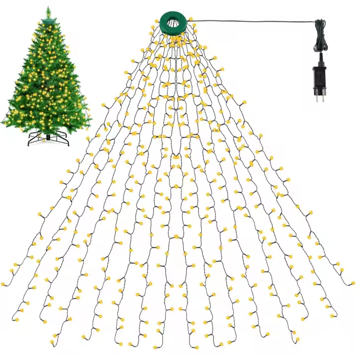 Cadena de luces para Árbol de Navidad, 400 LED, 2 M, Altura 16 guirnaldas, LED, Luces para Árbol de Navidad with Ano, 8 Modos, cadena de luces para Luces de 90 cm a 220 cm - 1