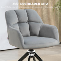 Sellón Cecodadi Sillón giratorio con aspecto de terciopelo, reposabrazos, Sillón giratorio con patias de metal, Dormitorio, Salón, Gris - details 3