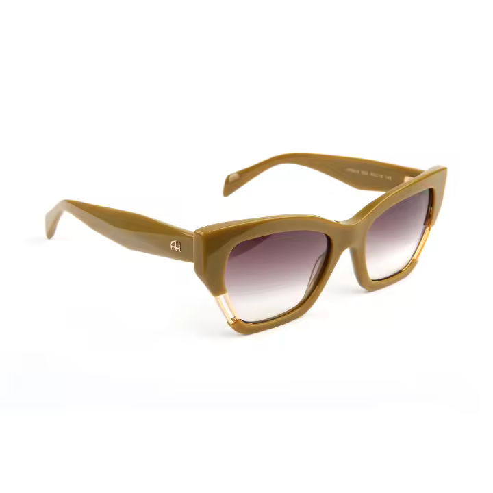 GAFAS DE SOL MUJER ANA HICKMANN AH9479 D02 55-19 142  Montura Acetato Verde Pistacho  Frente con Detalle Dorado   Varilla efecto doble relieve  Forma Mariposa  Lente Gris Degradado - 1
