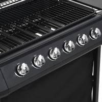 vidaXL Barbacoa portátil de gas con 6 zonas de cocción negra de acero - details 3