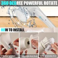 Set, Electric Scrubber With 5 Replaceable Brush Heads, Portable Spin Scrubber, Cordless Handheld Cleaning Brush For Bathroom/Tub/Wall Tiles/ Floor/Kitchen - details 0