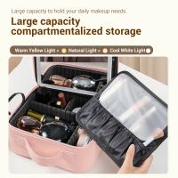 Estuche De Maquillaje Para Mujer Con Espejo Y Lámpara LED Inteligente Estuche De Viaje Portátil De Moda Organizador De Cosméticos Material PU - details 5