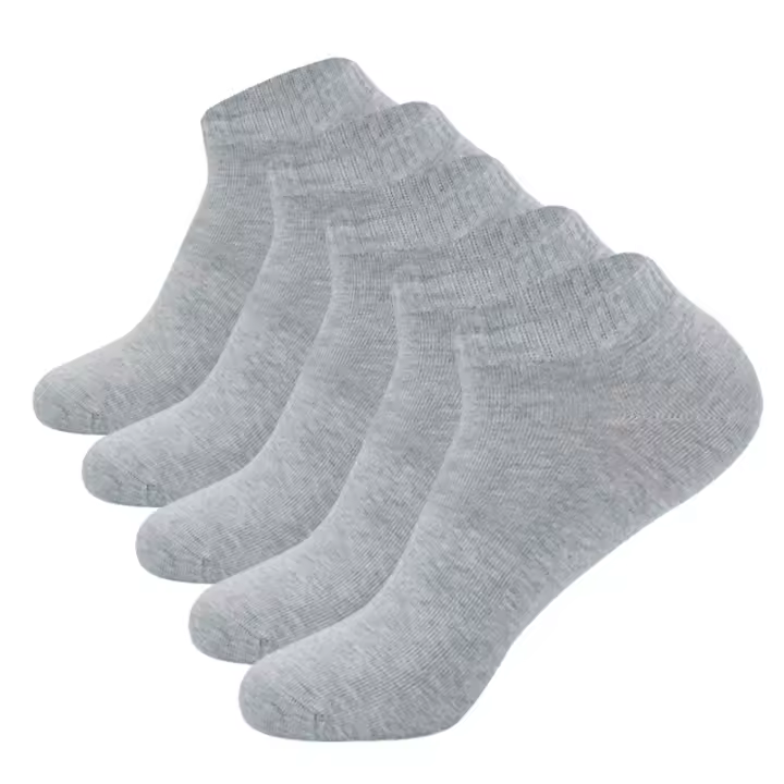 5 Pares De Calcetines Bajo Para Hombre Color Sólido Negro Blanco Transpirables De Algodón Deportivos Negocios Para Mujer Y Hombre - 1