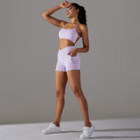 Shorts De Yoga Para Mujer Con Cintura Alta Y Bolsillos Diseño Cruzado Transpirables Y Secado Rápido Para Gimnasio Running Ejercicio - details 51