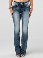 Pantalones Vaqueros Flared De Denim Para Mujer Estilo Europeo Y Americano Casual Adecuados Para Viajes Diarios Cierre De Cremallera - details 3