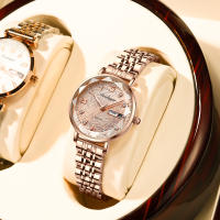 Reloj De Mujer POEDAGAR Elegante Y Lujo Resistente Al Agua Con Luminiscencia Fecha Día De La Semana Moda Acero Inoxidable Cuarzo Reloj De Pulsera Para Mujer - details 12