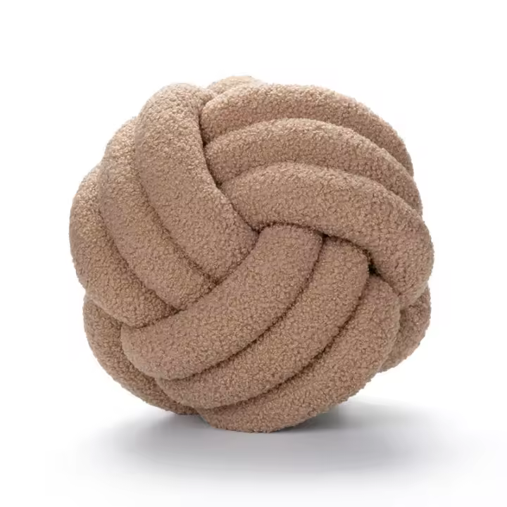 Cojín Decorativo De Lana Suave Con Nudo Manual Para Sala De Estar Y Cama JAF012 Almohada De Terciopelo Redondo Para Sofá Y Cama - 1