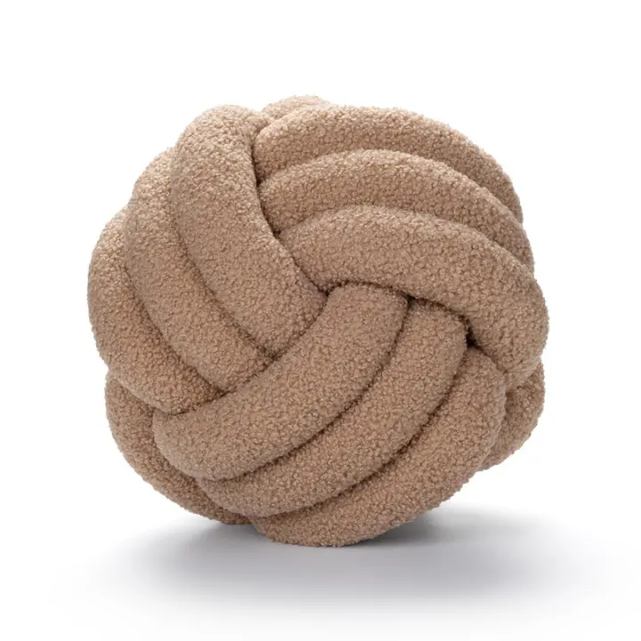 Cojín Decorativo De Lana Suave Con Nudo Manual Para Sala De Estar Y Cama JAF012 Almohada De Terciopelo Redondo Para Sofá Y Cama - 1