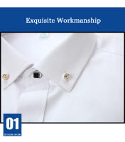 Camisa De Encaje Para Hombre De Alta Calidad No Planchable Manga Corta Nuevo Ropa Sólida Negocios Colores Blanco Azul Negro Rojo Marca GOZBKF - details 7