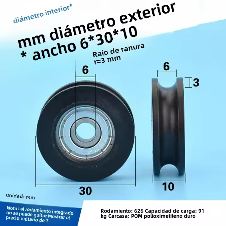 Rodillo De Pulley U Groove De Alta Calidad Con Rodamiento 626 De Acero Pulley De U Inyectado Para Puerta Deslizante Y Ventana - 1