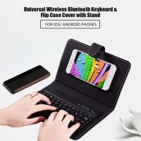 Teclado inalámbrico universal de Bluetooth, caso del Tirón con el tenedor, para los teléfonos móviles del IOS/Android, negro- - details 1