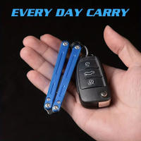 Cuchillo De Mariposa Plegable Portátil De Acero Inoxidable Mini Cuchillo De Bolsillo Para Práctica Y Entrenamiento Herramienta Para Exteriores - details 3
