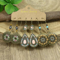 Pendientes Colgantes Bohemios Vintage Para Mujer Diseños Mixtos Turquesa Geometría Pluma Tules Para Fiesta Regalos - details 4
