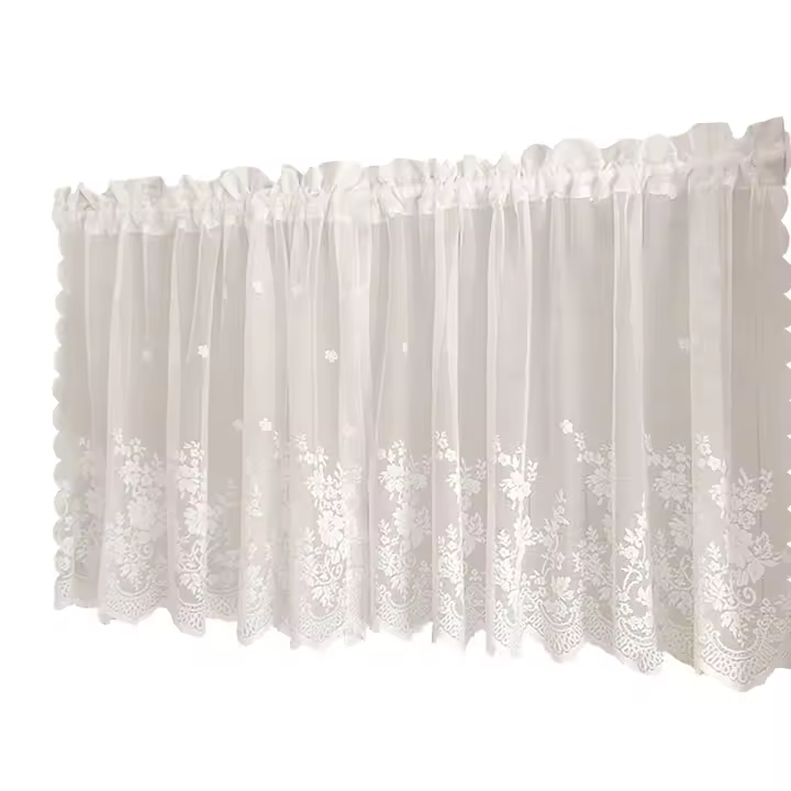 Valance De Ventana Estilo Dulce En Encaje Blanco Con Bolsa Para Percha Cortina Transparente Corta Para Decoración De Dormitorio - 1