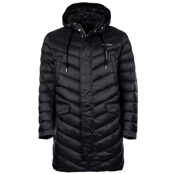A|X ARMANI EXCHANGE Abrigo de pluma para hombre - Chaqueta acolchada, cremallera, capucha, logo estampado - 1