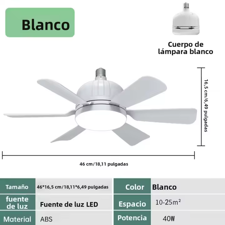 Bombilla LED De Techo Con Ventilador De 40W E27 Control Remoto Inteligente Para Dormitorio Y Sala De Estar Luz Y Ventilador En Uno Moderno Y Eficiente - 1
