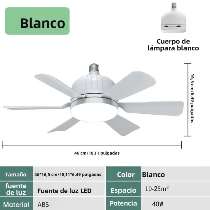 Bombilla LED De Techo Con Ventilador De 40W E27 Control Remoto Inteligente Para Dormitorio Y Sala De Estar Luz Y Ventilador En Uno Moderno Y Eficiente - 1