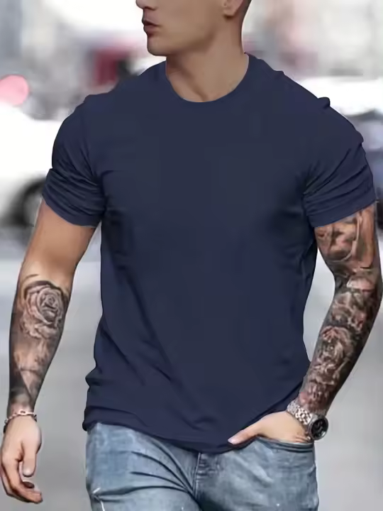Camiseta De Algodón Para Hombre Y Mujer Manga Corta Suelta Casual Básico Cuello En V Color Sólido Camiseta De Verano - 1