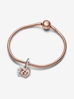 Pandora - Charm Colgante Doble de corazón infinito en dos tonos - Plata de Lei, Baño de Oro Rosa de 14 K - details 1