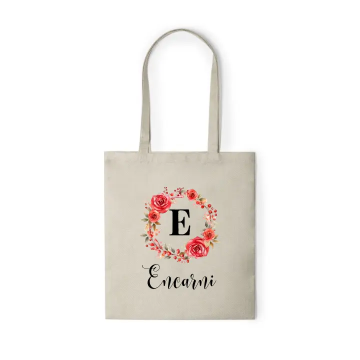 Bolsa Tote bag con nombre e inicial - Suave al Tacto y Resistente, Ideal para Regalos, Día de la madre, cumpleaños mkt - 1