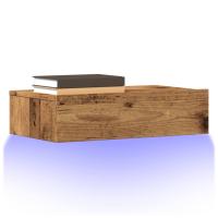 vidaXL Mueble de TV con luces LED 60x35x15,5 cm en color Roble artisan/Madera antigua | almacenamiento funcional diseño moderno para baño dormitorio sala - details 1