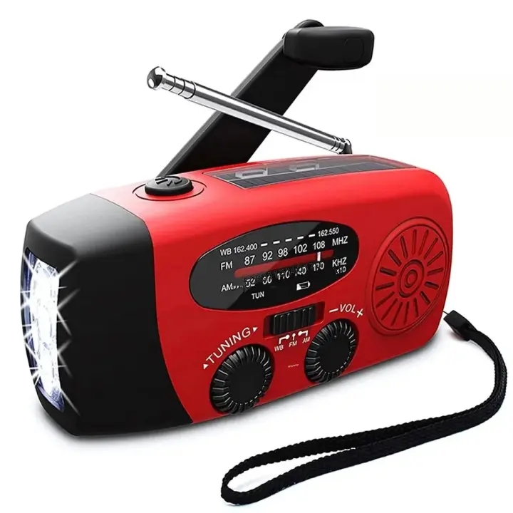 Luz De Camping Solar Con Radio AM/FM Y LED Multifuncional Recargable 2000mAh USB Luz De Mano Dinamo Para Exterior - 1