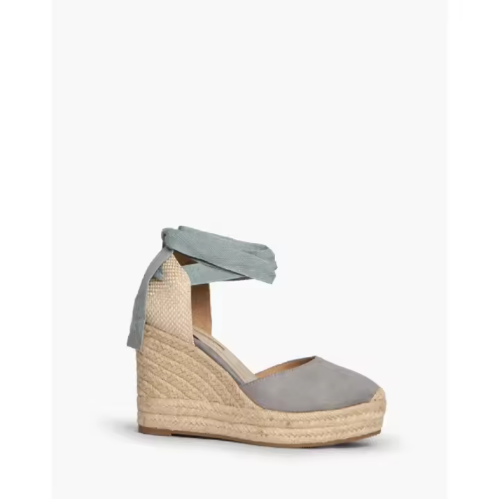 Cuñas de esparto marca Corina alpargatas con cuña de yute natural color azul - 1