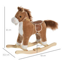 HOMCOM Caballo Balancín para Bebé Mayores de 36 Meses Juguete Balancín de Felpa Suave con Música Relinchos Sonidos de Galope Boca y Cola Móviles 65x32,5x61 cm - details 2
