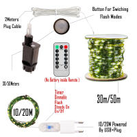 Luces De Navidad LED Con Cable Verde Control Remoto 10/50/100/200M Luces De Hadas Para Jardín Y Bodas Decoración Exterior IP44 Impermeables - details 7