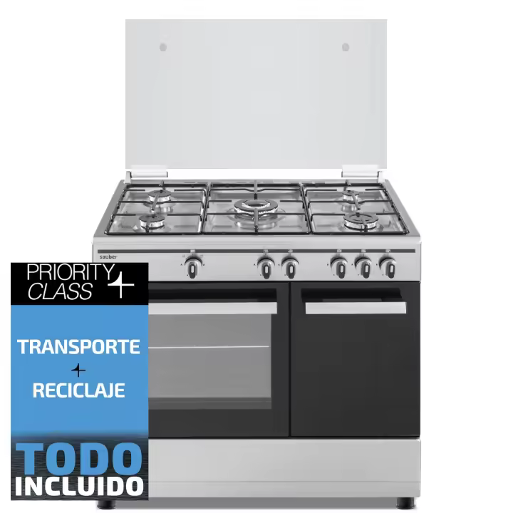 Cocina de gas SAUBER SCI5GB 5 GAN BUTANO zonas coccion con portabombonas inox ENVÍO Y RETIRADA GRATIS - 1