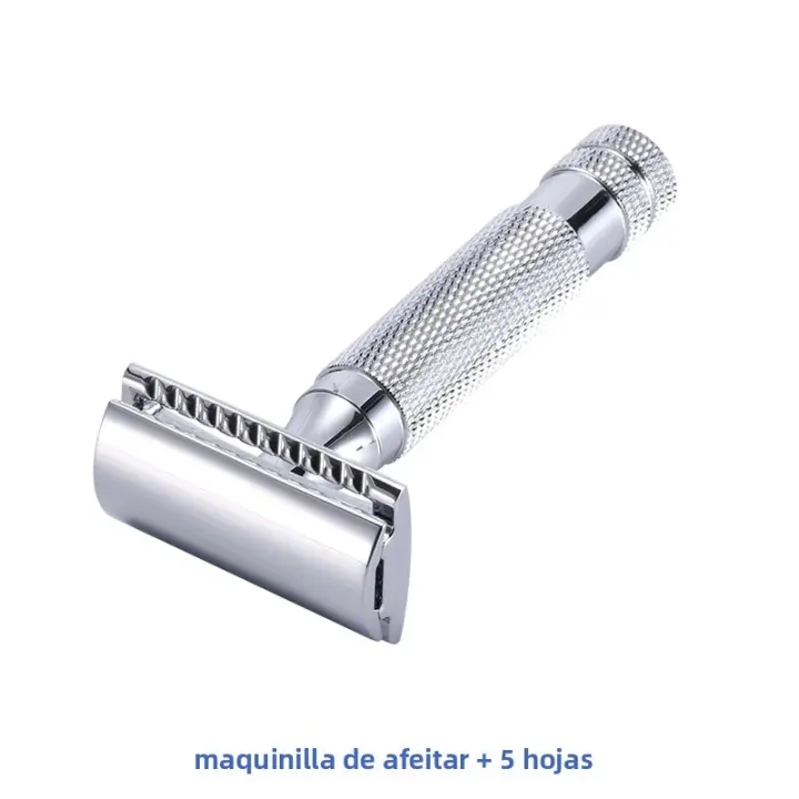 Cuchilla De Seguridad Clásica Para Hombres 5 Hojas Manual Doble Faja Kit De Viaje Rasurador Húmedo Aleación De Cobre Rasero Manual Para Rostro Y Cuerpo - 1