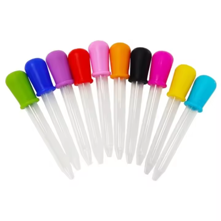 Juego De 10 Pipetas De Silicona Y Plástico De 5ml Para Experimentos En La Escuela Suministros De Laboratorio Para Medicamentos Y Líquidos Para Ojos Y Orejas - 1