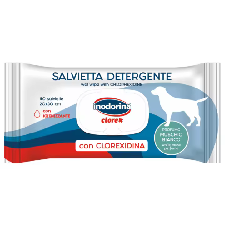 Inodorina Clorex. Toallitas Sanitarias Para Perros Almizcle Blanco 40 Toallitas - 1
