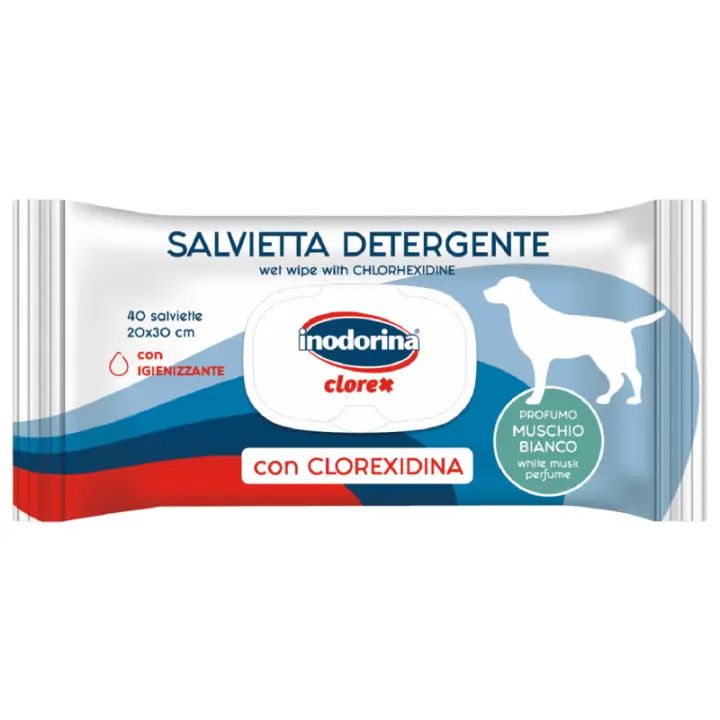 Inodorina Clorex. Toallitas Sanitarias Para Perros Almizcle Blanco 40 Toallitas - 1