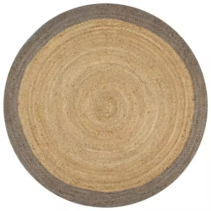 vidaXL Alfombra hecha a mano de yute con borde 90 cm Color Gris,  Gris oscuro,  Verde oliva y mas Alfombras de área  Alfombra de Piso para Sala de Estar Dormitorio Habitación Salón - 1