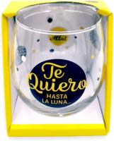 Vaso de vidrio con la frase "Te Quiero hasta la Luna... y más Allá" y elementos decorativos - details 0