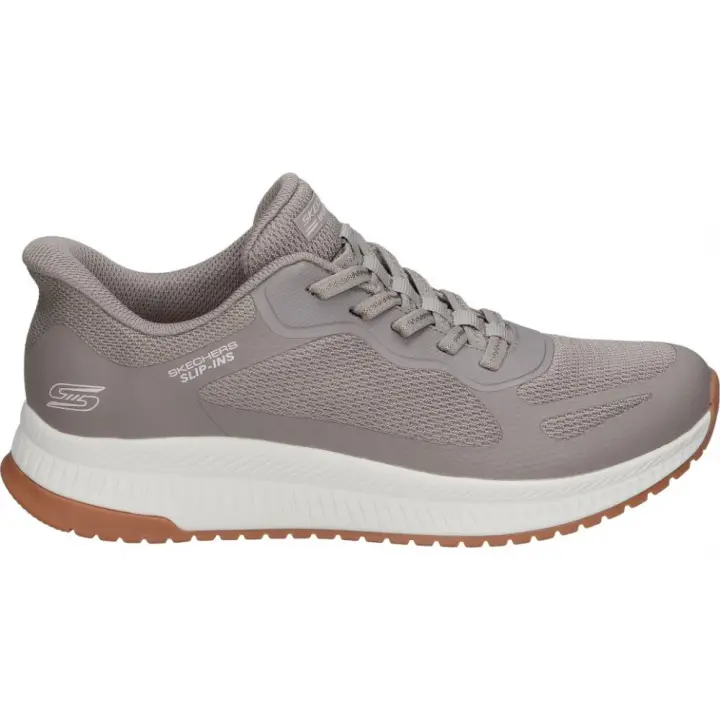SKECHERS | Zapatillas Skechers Slip-Ins Bobs Squad 4 Staple Look para Mujer – Deportivas en Color Taupe sin Cierre – Slip Ins – Fácil de Poner y Quitar sin Manos – Memory Foam – Apto para Lavadora – Cómodas – Modelo 117624-TPE - 1